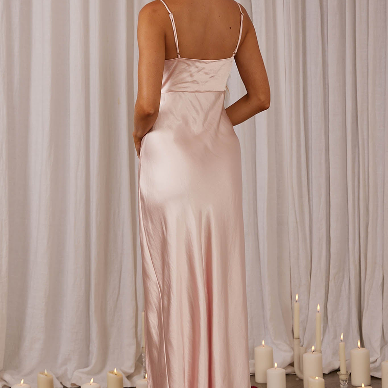 Marlie Side Pleat Maxi Dress Blush 2