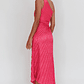 Amelie One-Shoulder Accordion Pleat Maxi Dress Floral Fuchsia - thumbnail 3