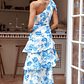 Kenny One Shoulder Tiered Maxi Dress Blue - thumbnail 2