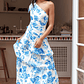 Kenny One Shoulder Tiered Maxi Dress Blue - thumbnail 5