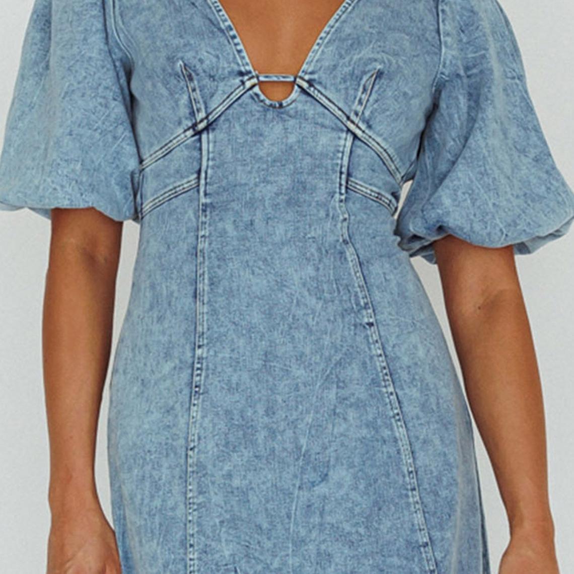 Elias Puff Sleeve Midi Dress Denim 4