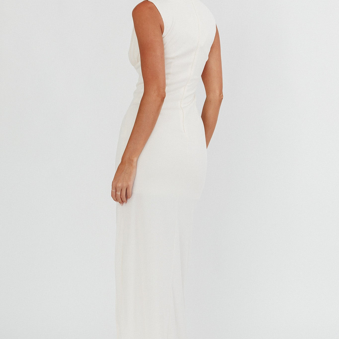 Daleela Asymmetric Neckline Maxi Dress Vanilla 2