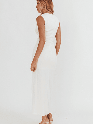 Daleela Asymmetric Neckline Maxi Dress Vanilla