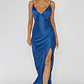 Marlie Side Pleat Maxi Dress Navy - thumbnail 1
