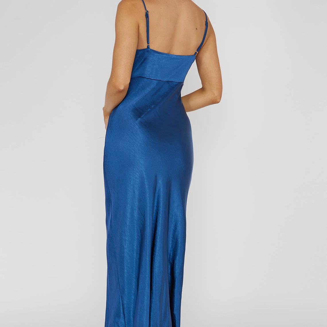 Marlie Side Pleat Maxi Dress Navy 2