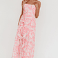 Serif Ruffle Trim Split Maxi Dress Pink - thumbnail 1