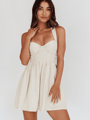 French Riviera Sweetheart Neckline Mini Dress Natural