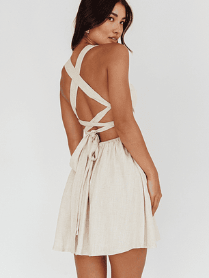 French Riviera Sweetheart Neckline Mini Dress Natural