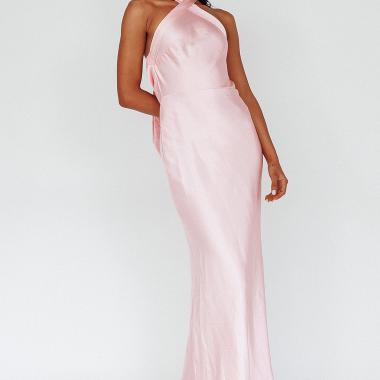 Italia Azure Crossover Halterneck Maxi Dress Pearl 2