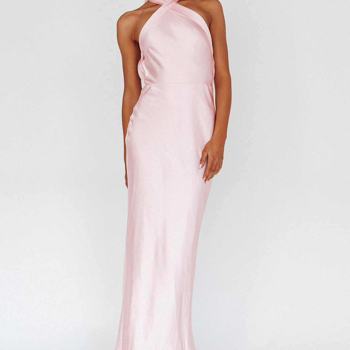 Italia Azure Crossover Halterneck Maxi Dress Pearl 5