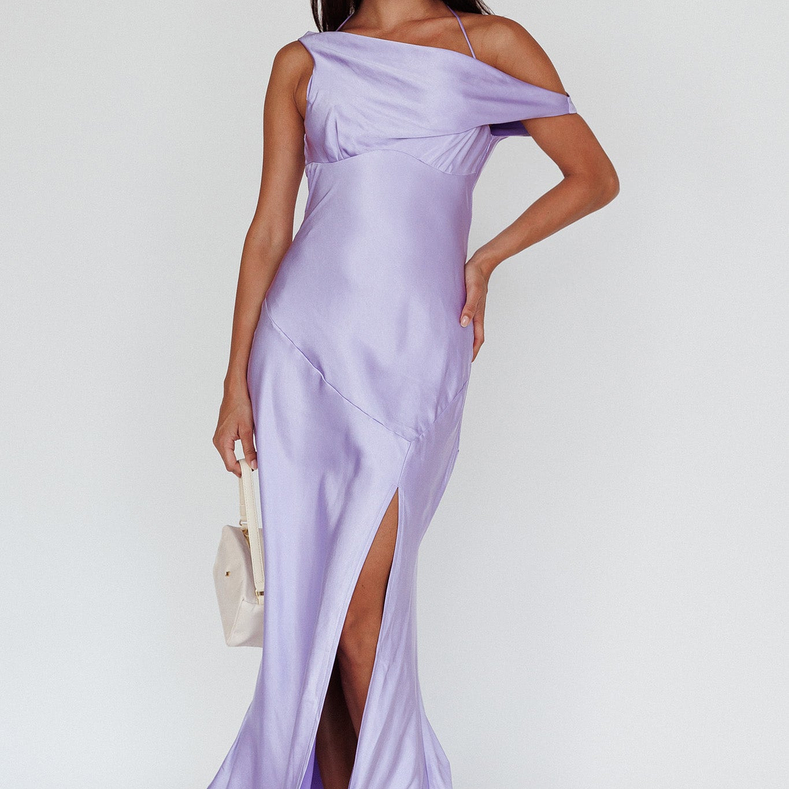 Etienne Off-Shoulder Halter Midi Dress Lilac 1