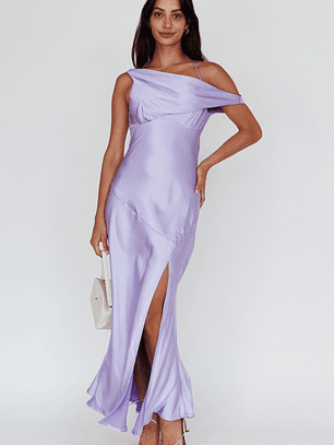 Etienne Off-Shoulder Halter Midi Dress Lilac
