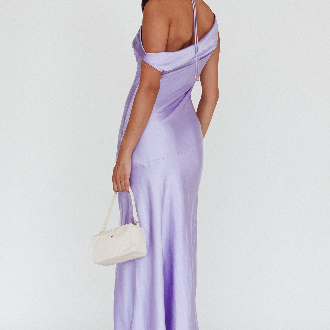 Etienne Off-Shoulder Halter Midi Dress Lilac 2