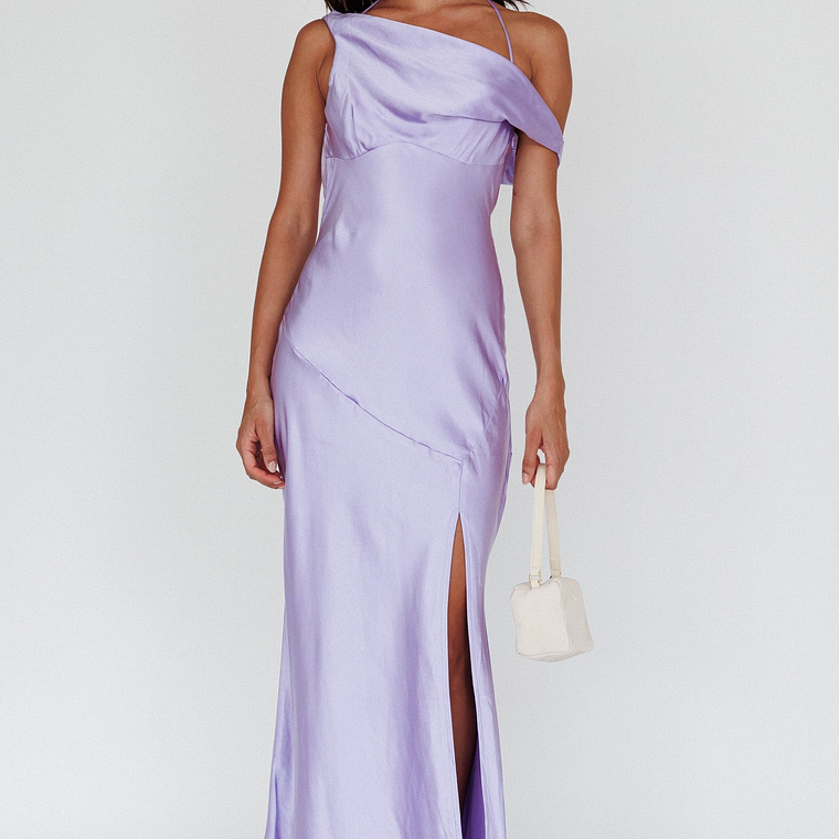 Etienne Off-Shoulder Halter Midi Dress Lilac 5