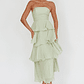 Giavana Strapless Layered Midi Dress Sage - thumbnail 1