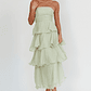 Giavana Strapless Layered Midi Dress Sage - thumbnail 3