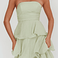 Giavana Strapless Layered Midi Dress Sage - thumbnail 4