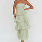 Giavana Strapless Layered Midi Dress Sage - thumbnail 5