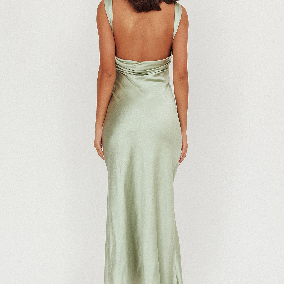 Carmine Satin Sleeveless Maxi Dress Sage 2