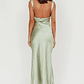 Carmine Satin Sleeveless Maxi Dress Sage - thumbnail 2