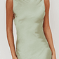 Carmine Satin Sleeveless Maxi Dress Sage - thumbnail 3
