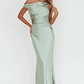 Twilight Asymmetric Neckline Maxi Dress Sage - thumbnail 1
