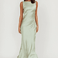 Carmine Satin Sleeveless Maxi Dress Sage - thumbnail 4