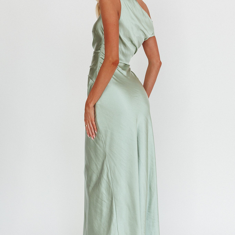 Twilight Asymmetric Neckline Maxi Dress Sage 2