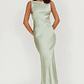 Carmine Satin Sleeveless Maxi Dress Sage - thumbnail 5