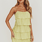 My Type Plisse Tiered Mini Dress Sage - thumbnail 1