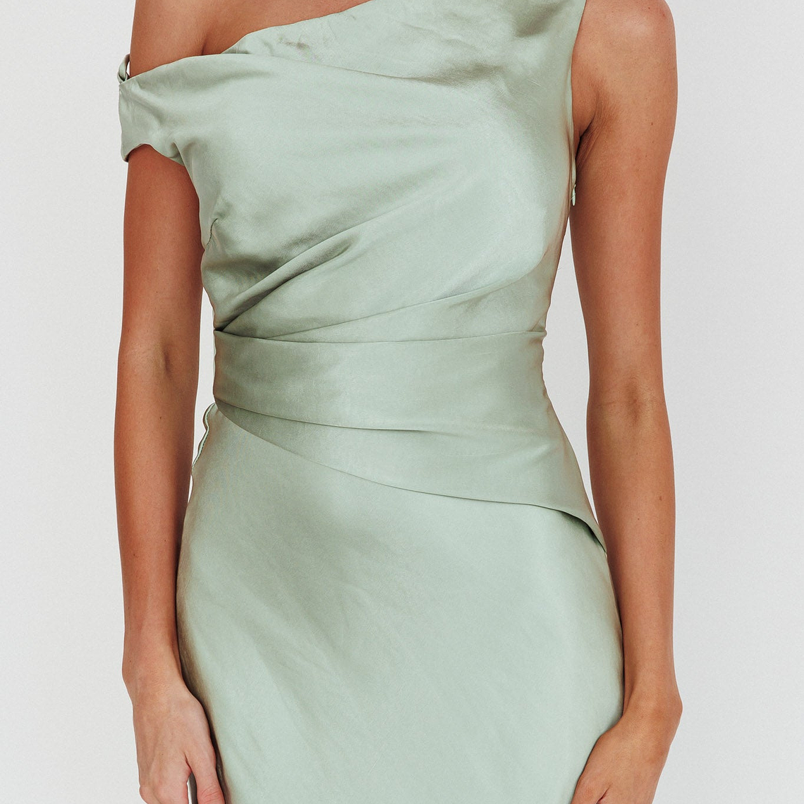 Twilight Asymmetric Neckline Maxi Dress Sage 3