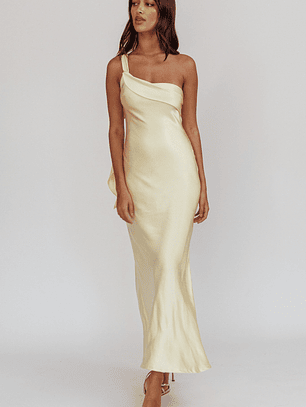 Carmel One-Shoulder Sash Maxi Dress Butter