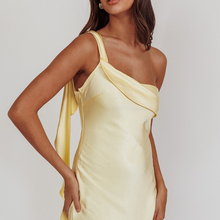 Carmel One-Shoulder Sash Maxi Dress Butter 2