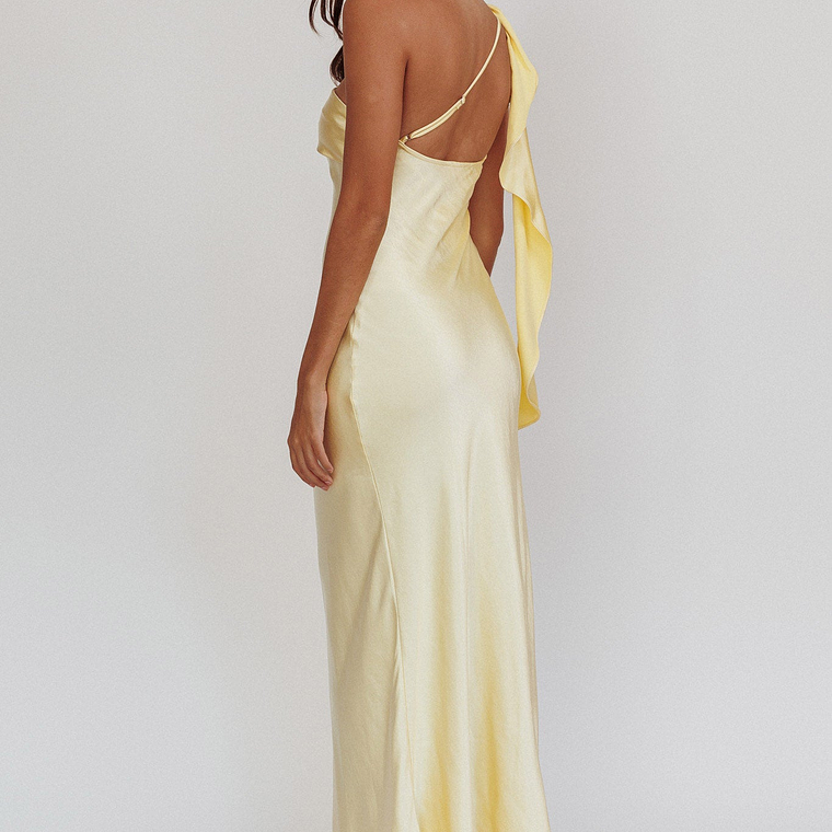 Carmel One-Shoulder Sash Maxi Dress Butter 3