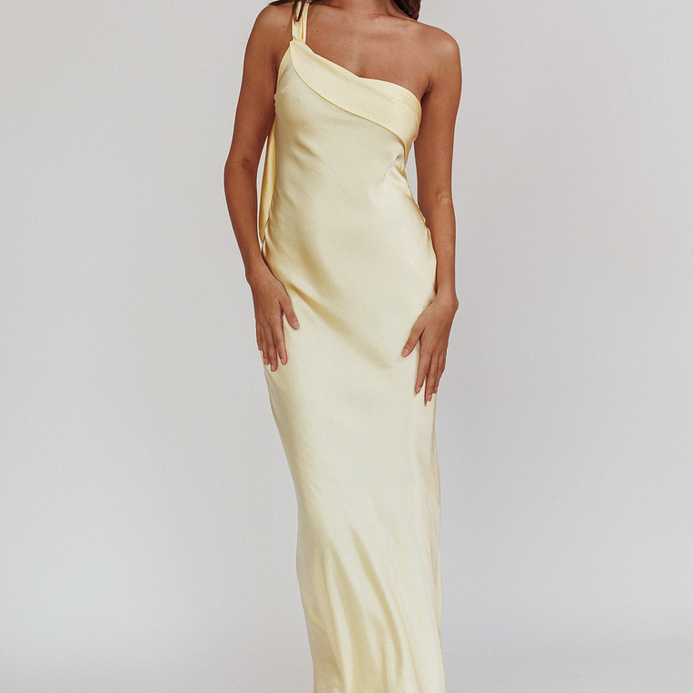 Carmel One-Shoulder Sash Maxi Dress Butter 6