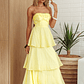 Top It Off Strapless Frill Trim Maxi Dress Butter - thumbnail 1