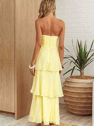 Top It Off Strapless Frill Trim Maxi Dress Butter