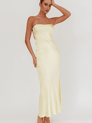 Dolce Life Backless Satin Maxi Dress Butter