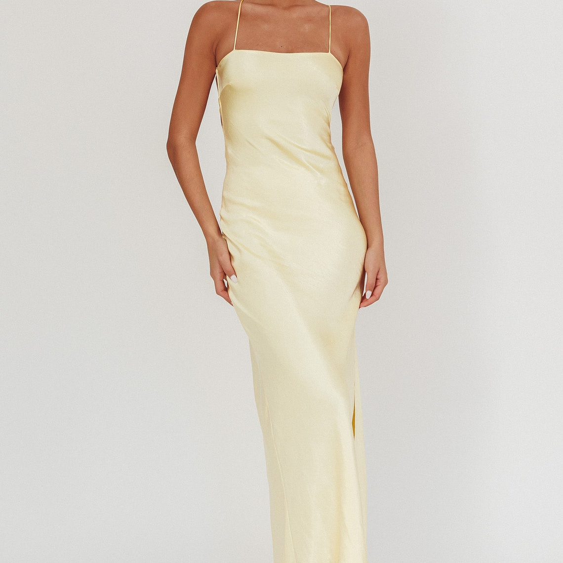 Dolce Life Backless Satin Maxi Dress Butter 3