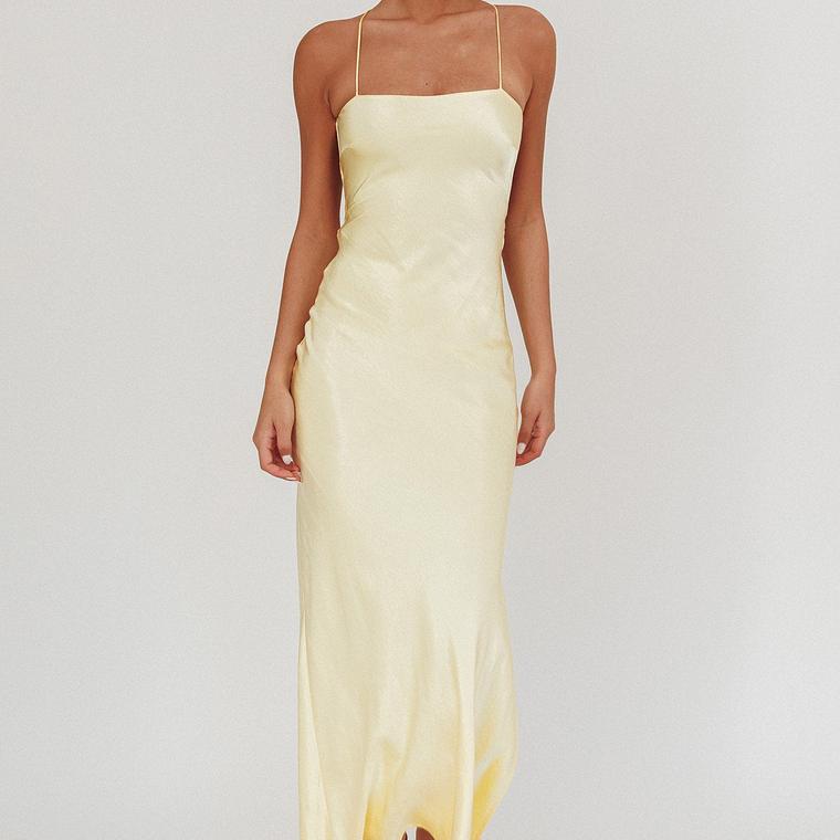 Dolce Life Backless Satin Maxi Dress Butter 5