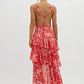 Veda Strappy Back Ruffle Midi Dress Floral Red - thumbnail 2