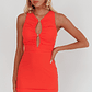 Piece Of Heaven Sleeveless Keyhole Mesh Mini Dress Red - thumbnail 1