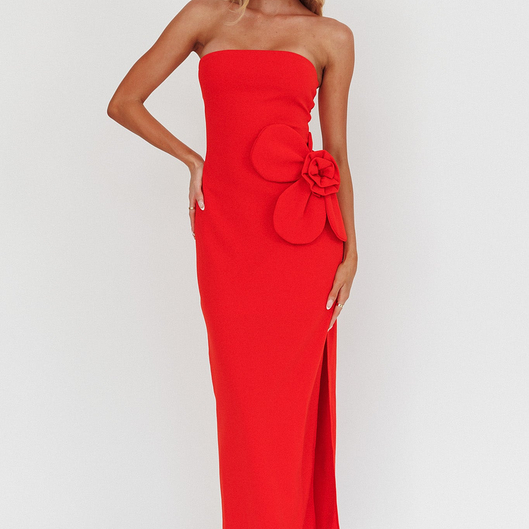 No Competition Oversized Flower Maxi Dress Red 5