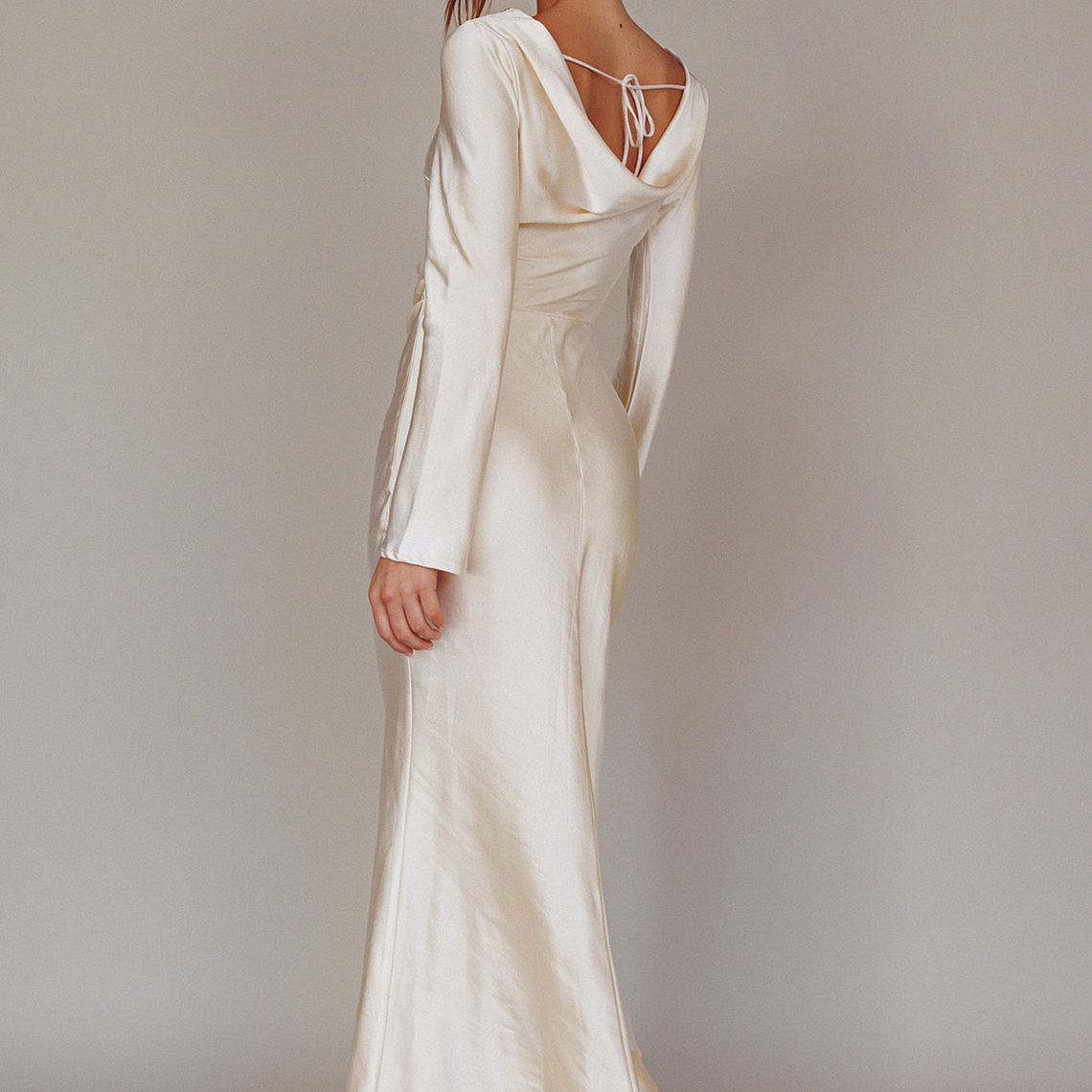 Loveland Cowl Back Midi Dress Oyster 3