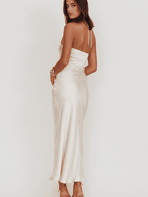 High Roller Flower Decoration Halter Dress Champagne