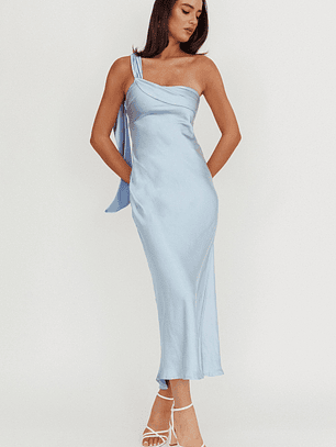 Carmel One-Shoulder Sash Maxi Dress Baby Blue