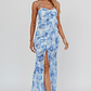 Frannie Vertical Ruffle Maxi Dress Floral Blue - thumbnail 1