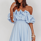Kailynn Off-Shoulder A-Line Mini Dress Blue - thumbnail 1