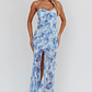Frannie Vertical Ruffle Maxi Dress Floral Blue - thumbnail 4