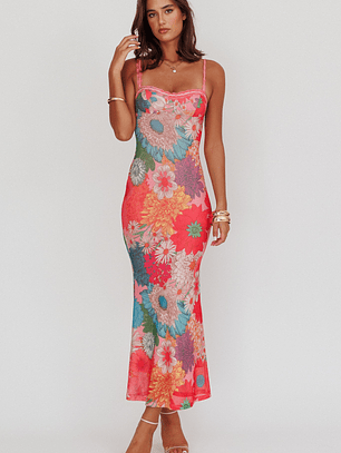 Girl Power Lace Strap Maxi Dress Pink